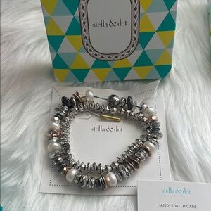 Stella & Dot Stretch Silver Bracelet